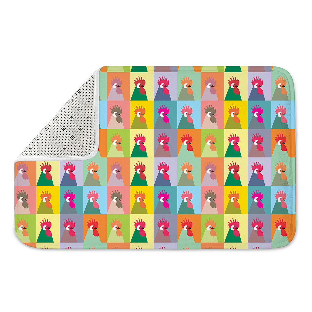 Colorful Rooster Pattern Print Indoor Door Mat