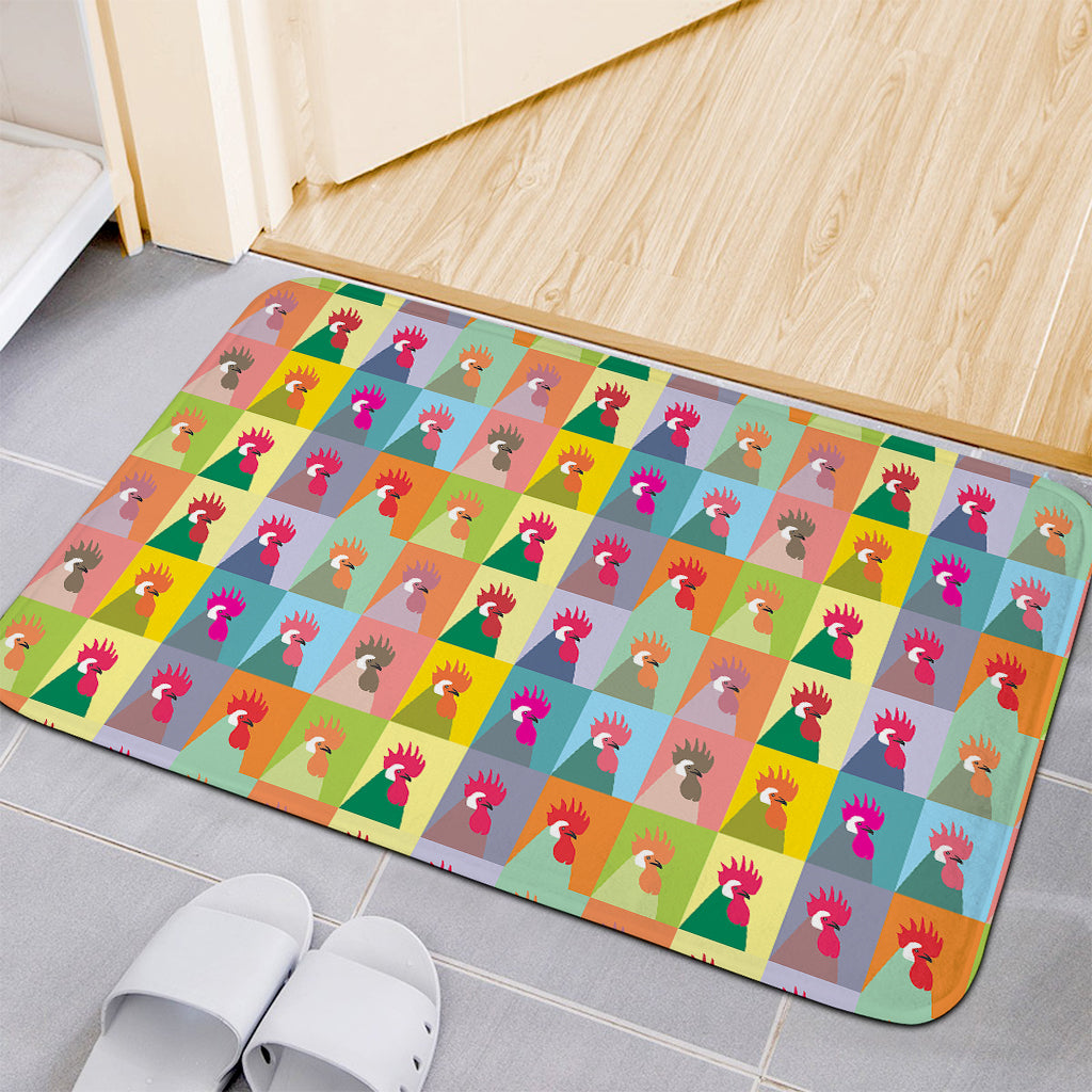 Colorful Rooster Pattern Print Indoor Door Mat