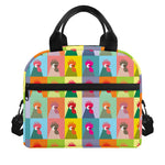 Colorful Rooster Pattern Print Insulated Lunch Bag