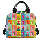 Colorful Rooster Pattern Print Insulated Lunch Bag