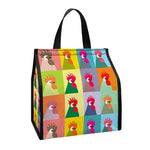 Colorful Rooster Pattern Print Insulated Lunch Tote