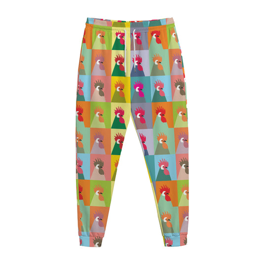 Colorful Rooster Pattern Print Jogger Pants