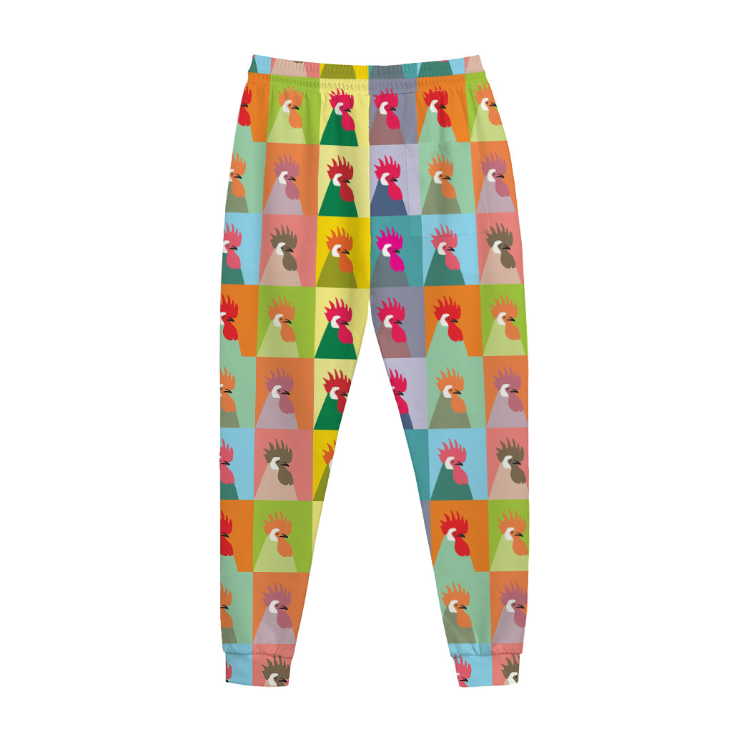 Colorful Rooster Pattern Print Jogger Pants