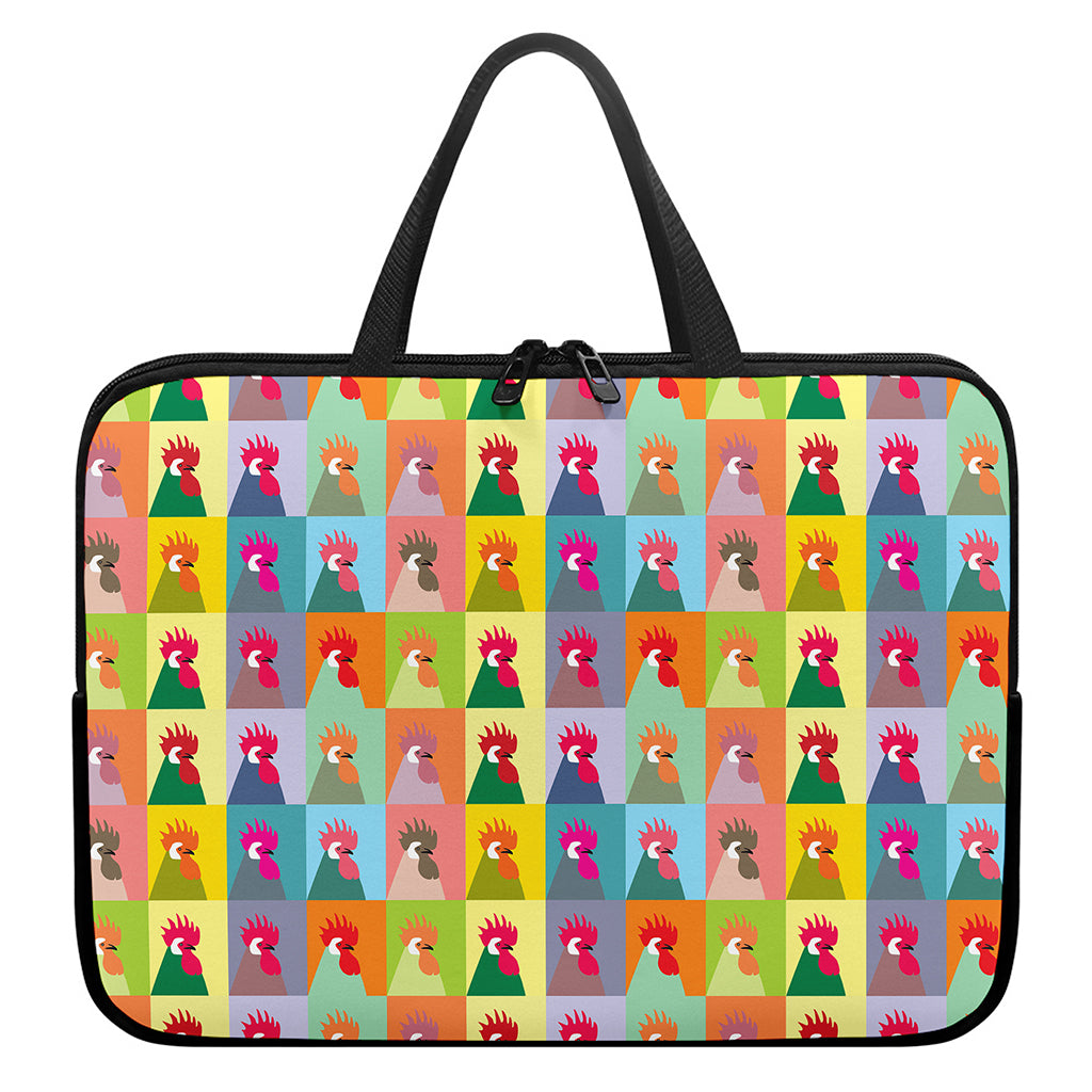 Colorful Rooster Pattern Print Laptop Sleeve With Handle