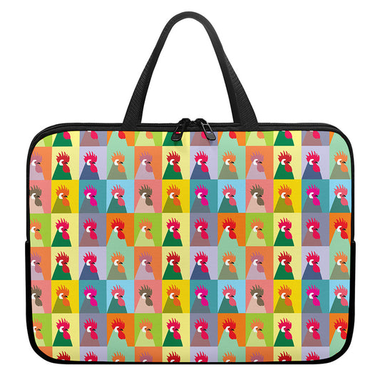Colorful Rooster Pattern Print Laptop Sleeve With Handle