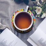 Colorful Rooster Pattern Print Leather Coaster Set