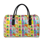 Colorful Rooster Pattern Print Leather Duffle Bag