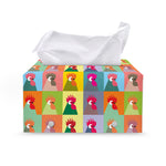 Colorful Rooster Pattern Print Leather Tissue Box Cover