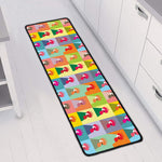 Colorful Rooster Pattern Print Long Kitchen Mat