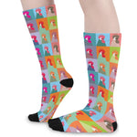 Colorful Rooster Pattern Print Long Socks