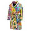 Colorful Rooster Pattern Print Men's Bathrobe