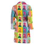 Colorful Rooster Pattern Print Men's Bathrobe