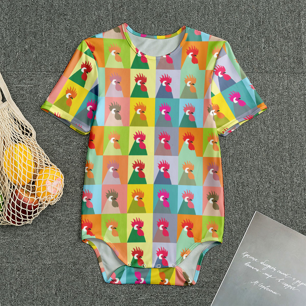 Colorful Rooster Pattern Print Men's Bodysuit