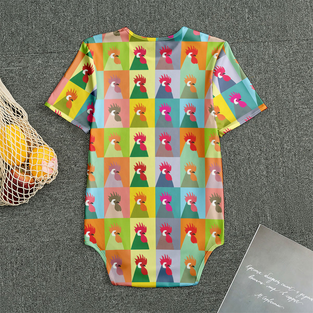 Colorful Rooster Pattern Print Men's Bodysuit