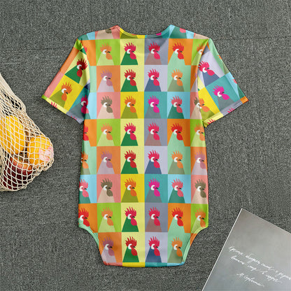 Colorful Rooster Pattern Print Men's Bodysuit