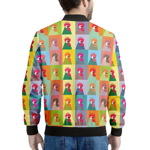 Colorful Rooster Pattern Print Men's Bomber Jacket