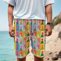 Colorful Rooster Pattern Print Men's Cargo Shorts