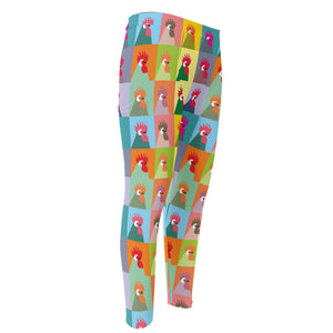 Colorful Rooster Pattern Print Men's Compression Pants