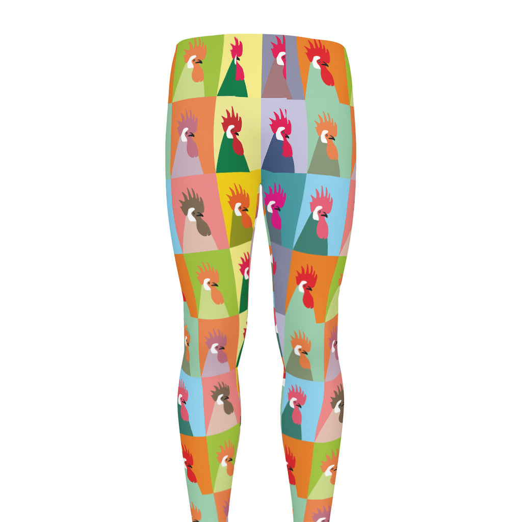 Colorful Rooster Pattern Print Men's leggings