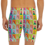 Colorful Rooster Pattern Print Men's Long Boxer Briefs