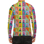Colorful Rooster Pattern Print Men's Long Sleeve Rash Guard