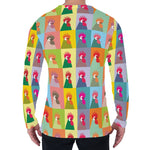 Colorful Rooster Pattern Print Men's Long Sleeve T-Shirt