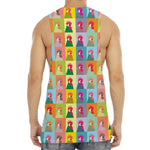 Colorful Rooster Pattern Print Men's Muscle Tank Top