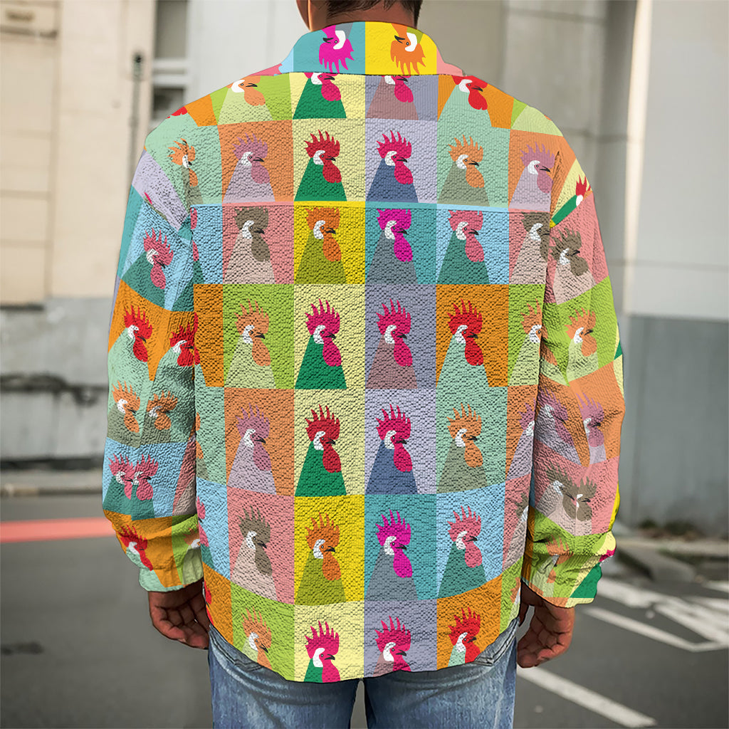 Colorful Rooster Pattern Print Men's Shirt Jacket