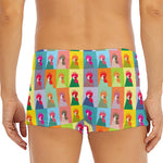 Colorful Rooster Pattern Print Men's Short Boxer Briefs