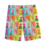 Colorful Rooster Pattern Print Men's Sports Shorts