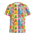 Colorful Rooster Pattern Print Men's Athletic T-Shirt