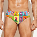 Colorful Rooster Pattern Print Men's Swim Briefs