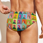 Colorful Rooster Pattern Print Men's Swim Briefs