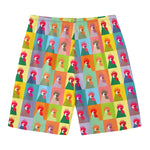 Colorful Rooster Pattern Print Men's Swim Trunks