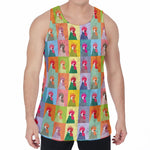 Colorful Rooster Pattern Print Men's Velvet Tank Top