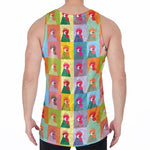 Colorful Rooster Pattern Print Men's Velvet Tank Top