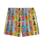 Colorful Rooster Pattern Print Mesh Shorts