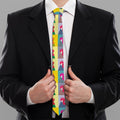 Colorful Rooster Pattern Print Necktie