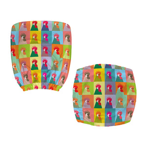 Colorful Rooster Pattern Print Office Chair Cover