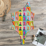 Colorful Rooster Pattern Print One Shoulder Bodysuit