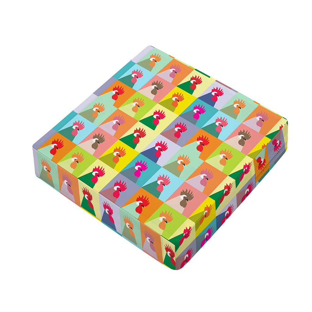 Colorful Rooster Pattern Print Outdoor Seat Cushion Cover