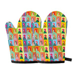Colorful Rooster Pattern Print Oven Mitts