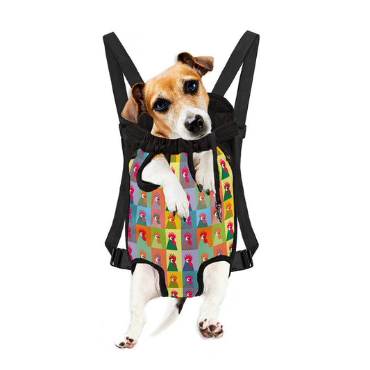 Colorful Rooster Pattern Print Pet Carrier Backpack
