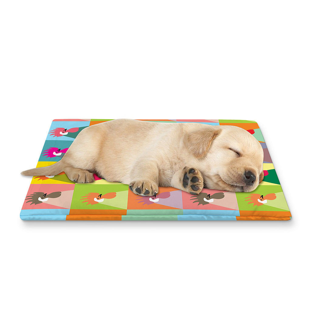 Colorful Rooster Pattern Print Pet Cooling Mat Cover