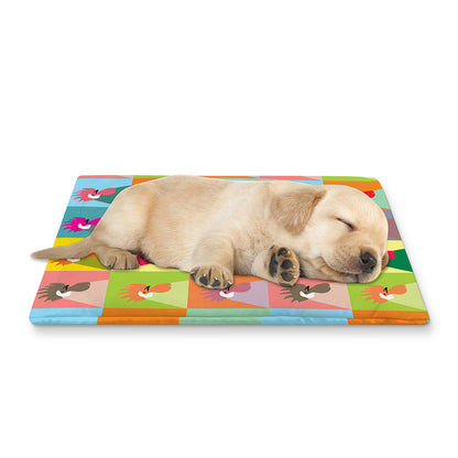 Colorful Rooster Pattern Print Pet Cooling Mat Cover