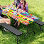 Colorful Rooster Pattern Print Picnic Table Cover