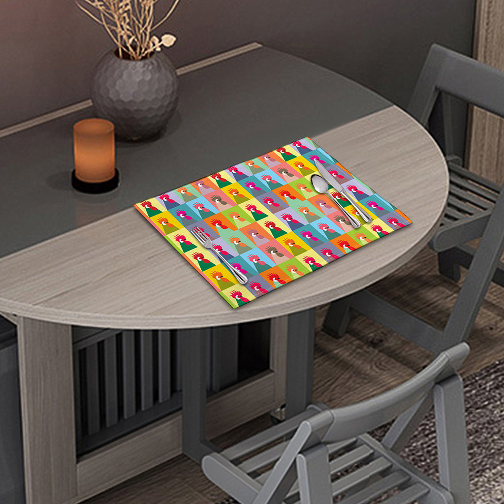 Colorful Rooster Pattern Print Placemat