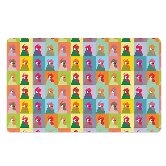 Colorful Rooster Pattern Print Polyester Doormat