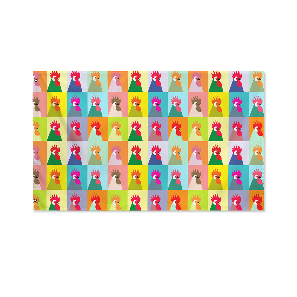 Colorful Rooster Pattern Print Polyester Flag