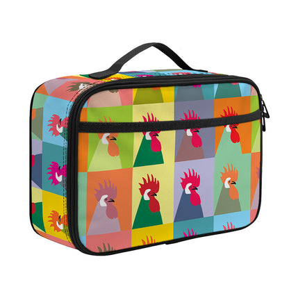 Colorful Rooster Pattern Print Portable Lunch Bag